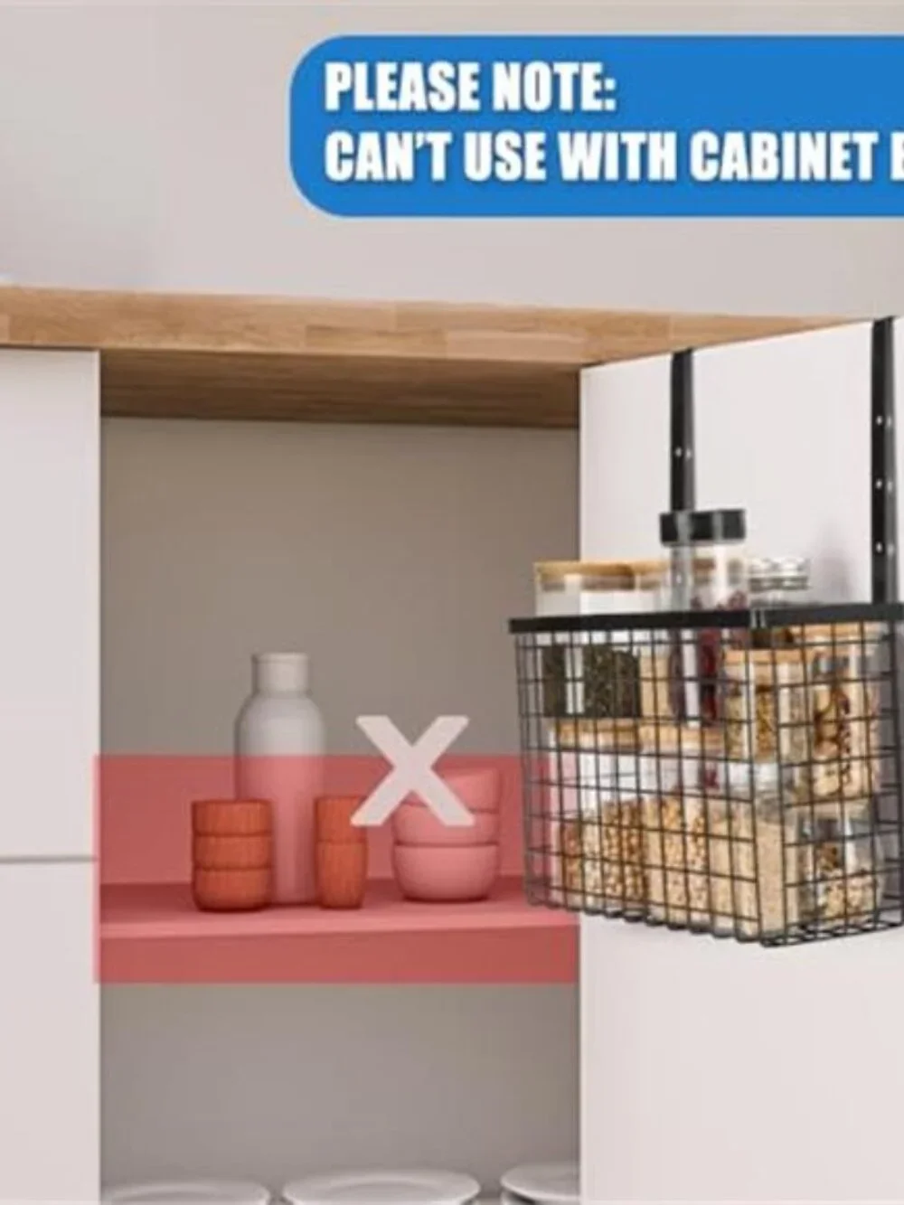 Over Cabinet Door Organizer Cutting Board Holder Towel Bar Kitchen Storage